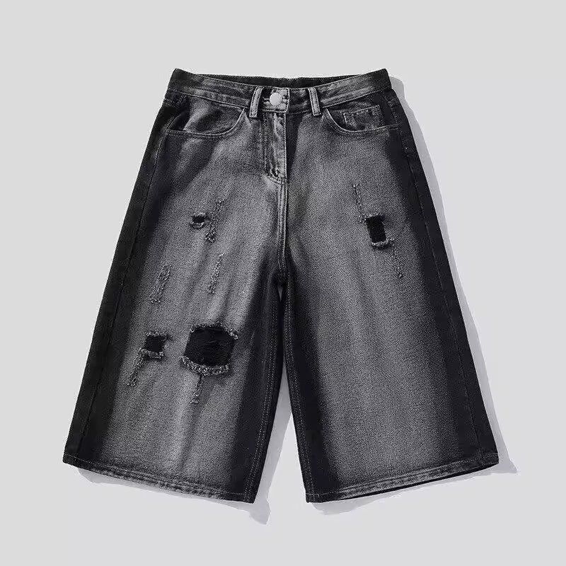 1506-1/KG3041/P40水洗破洞复古7分工装牛仔短裤,男装牛仔裤,星座1506-1