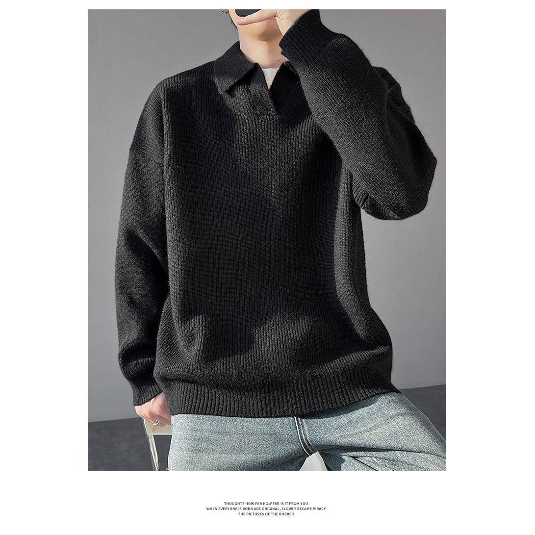 1506/M50151/P52黑色polo领毛衣男秋冬美式复古套头针织衫1,男装针织衫/毛衣,星座1506-1