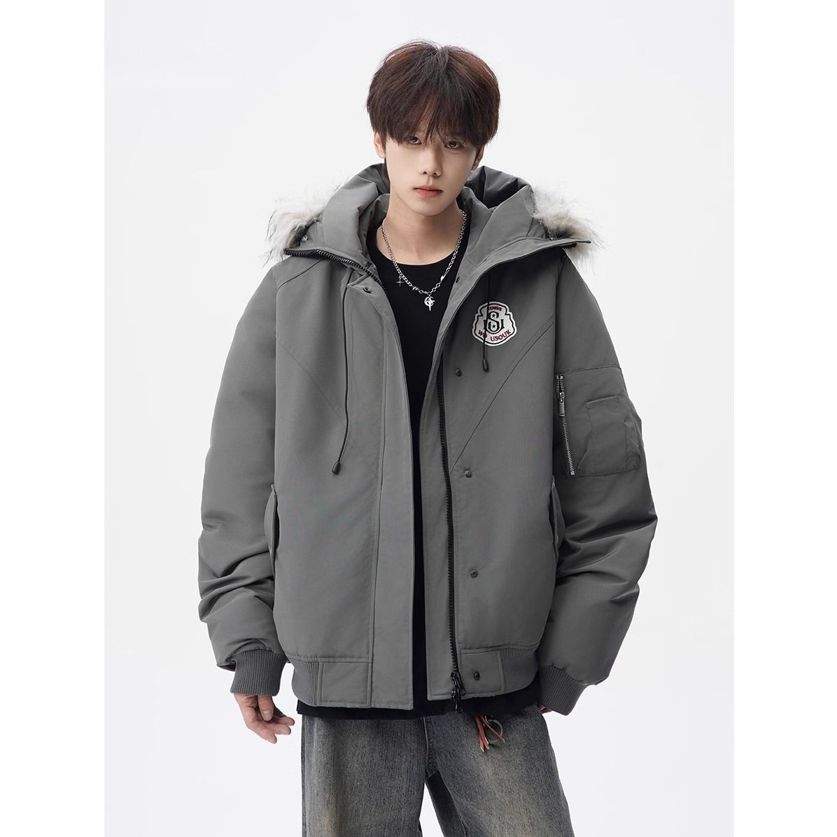 1506/Q86160/P94潮牌连帽毛领派克棉服男百搭情侣棉衣宽松外套，男装棉衣，星座1506-1