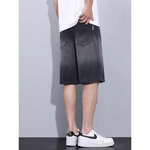 1506-1/KG581/P41烟灰色高街牛仔短裤男图片