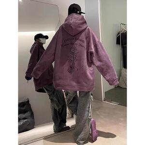 1506-1/WFL17061/P54春秋新款重磅麂皮绒连帽卫衣男图片