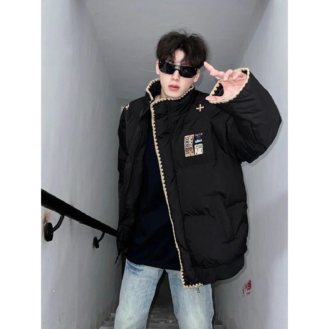 1506/Q9990/P85复古字母刺绣棉衣棉服男款秋冬撞色宽松情侣外套2,男装棉衣,星座1506-1