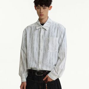 1506-1/CC158 1/P36秋季新款痞帅翻领设计感休闲宽松长袖衬衣男，男装衬衫，星座1506-1