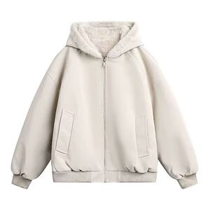 1506/MF1251/P89美式短款连帽毛领棉服秋冬新款毛绒绒派克服棉衣1图片
