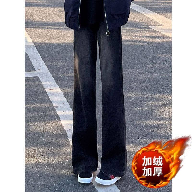 1506/K520021/P41高街美式黑色牛仔裤男宽松微喇叭设计感1图片