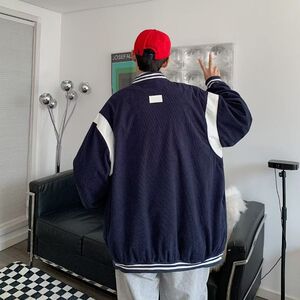 1506-1/Q6680/P59复古高级感学院风棒球服外套女潮牌宽松休闲夹克图片