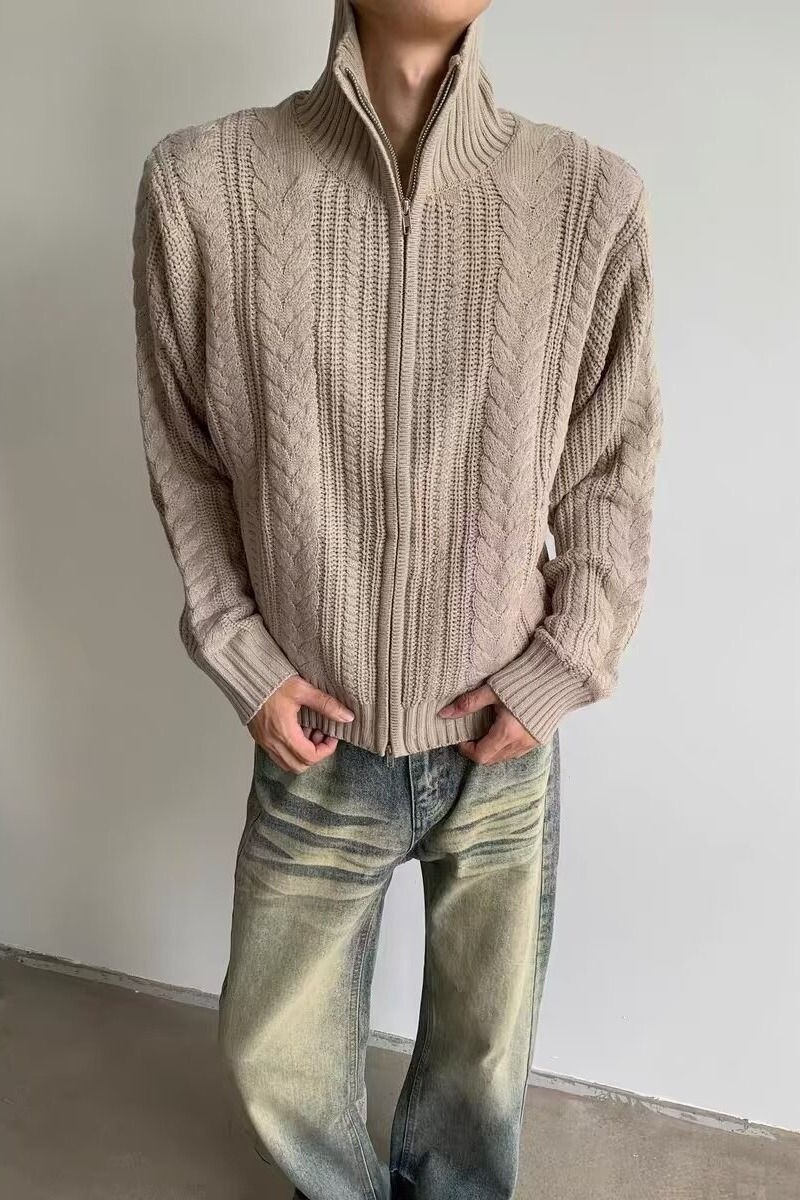 1506-1/MMY621/P79针织开衫粗线秋冬宽松显瘦麻花潮图片
