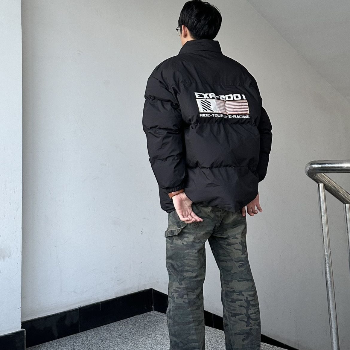 1506/QM3010/P63潮牌字母印花立领加厚棉衣1，男装棉衣，星座1506-1