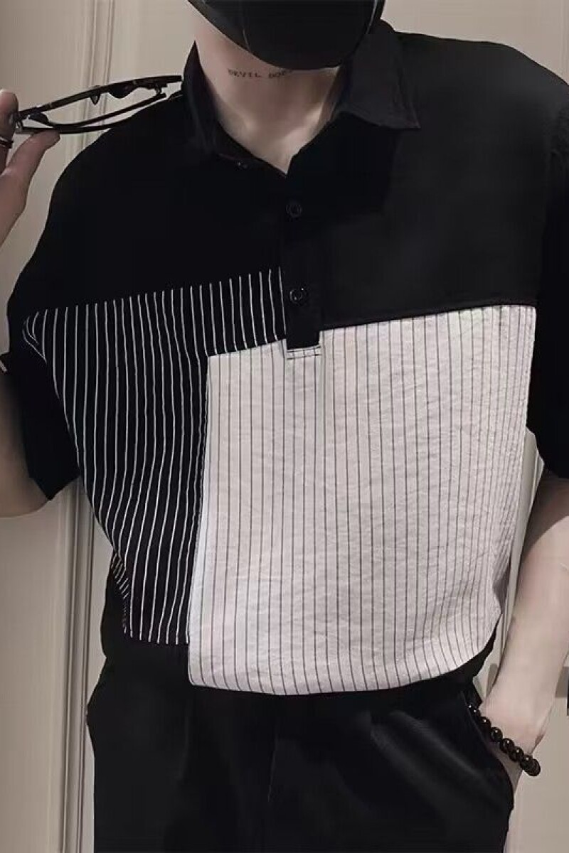 1506-1/CT031/P38帛跃都市时尚条纹拼接短袖,男装Polo衫,星座1506-1