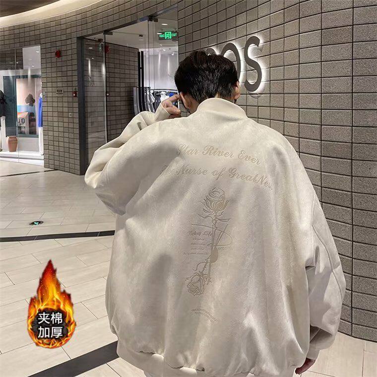 1506/JY66111/P74美式高街麂皮绒夹棉棒球服棉衣外套1图片
