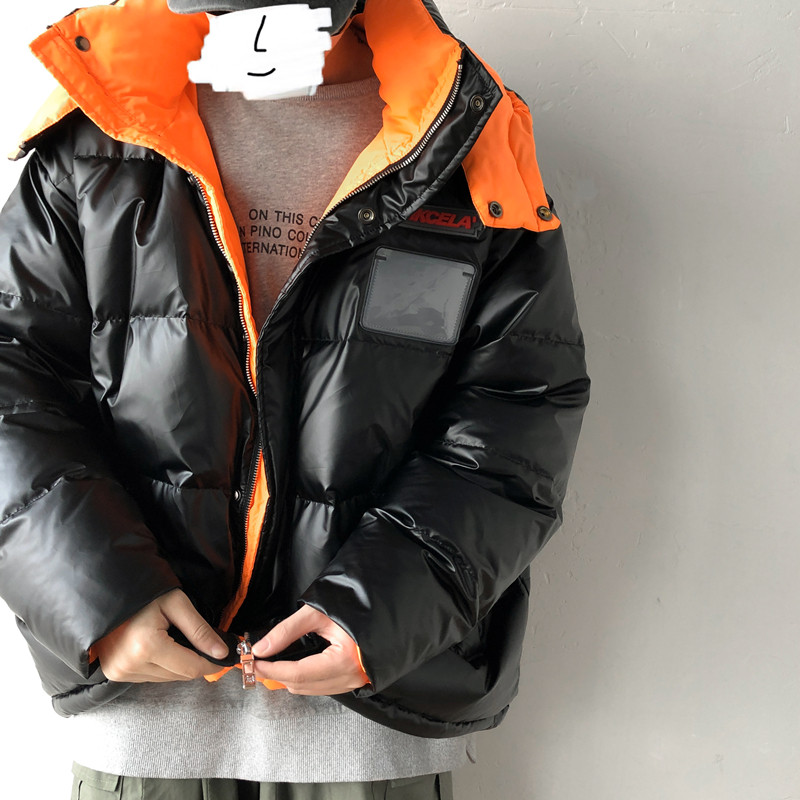 情侣羽绒服面包服短款连帽明星同款白鸭绒亮面加厚外套2021/,男装羽绒服,星座1506-1