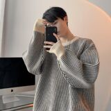 1506-1/MM2581/P46新款时尚套头针织衫日系复古宽松百搭上衣服，男装针织衫/毛衣，星座1506-1
