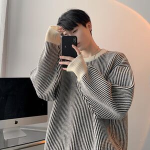 1506-1/MM2581/P46新款时尚套头针织衫日系复古宽松百搭上衣服图片