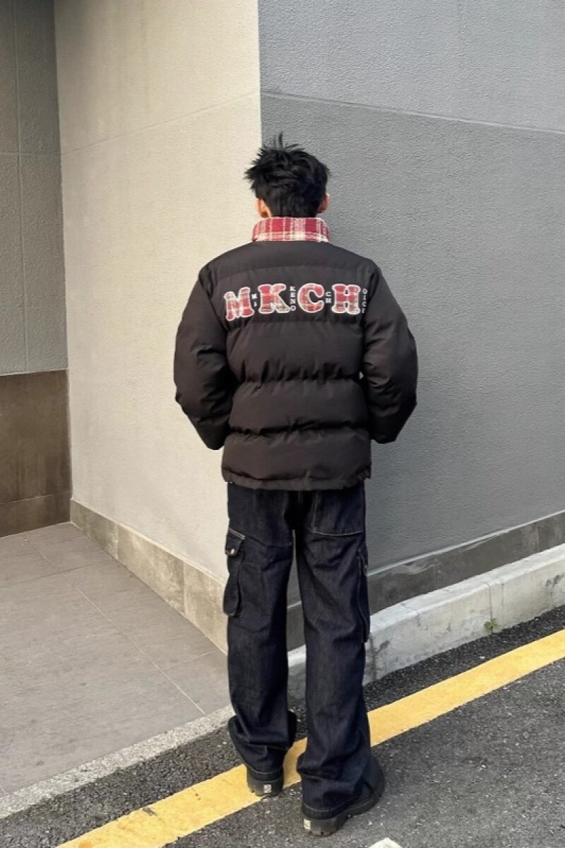 1506/MJK1011/P72假两件美式复古格子拼接刺绣棉衣面包服2,男装棉衣,星座1506-1
