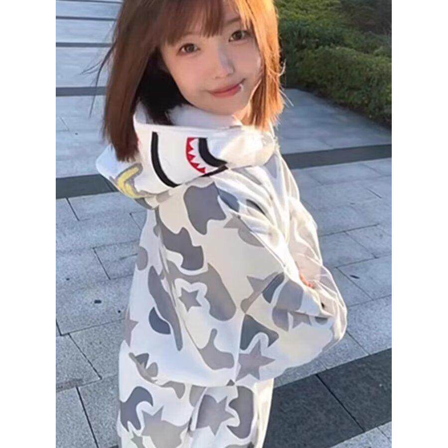 1506/W99591/P60灰色迷彩鲨鱼连帽开衫卫衣秋冬季男女情侣款1,男装卫衣,星座1506-1