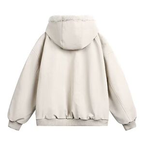 1506/MF1251/P89美式连帽毛领棉服秋冬新款毛绒绒派克服棉衣外套1图片