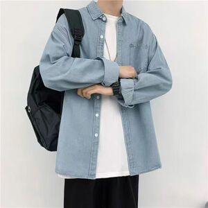 1506-1/CC131/P46日系复古做旧长袖牛仔衬衫男图片