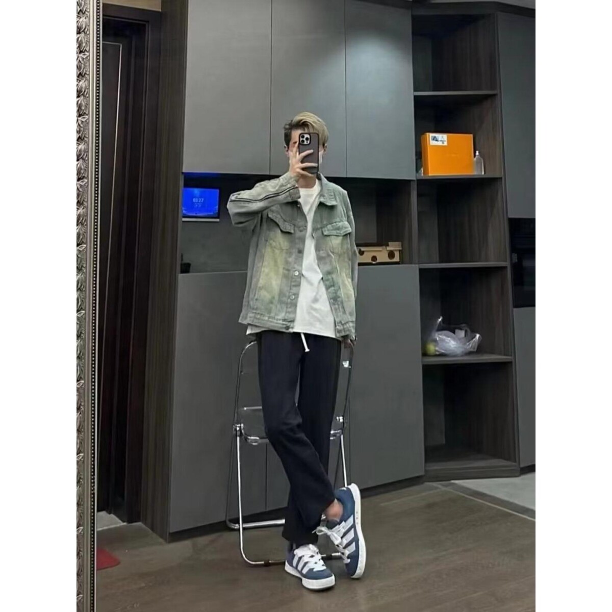 1506-1/JLJ591/P59美式高街网红黄泥做旧水洗翻领牛仔,男装工装外套,星座1506-1