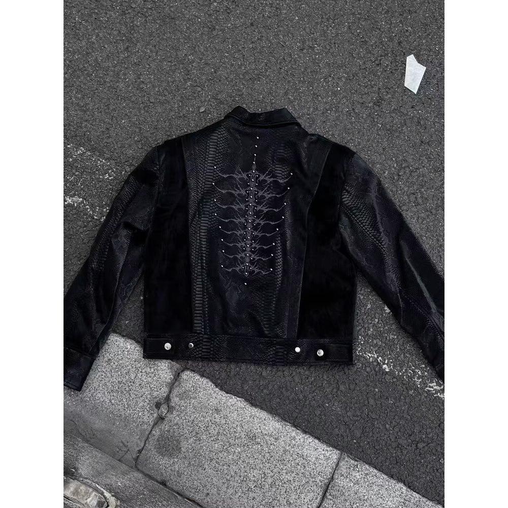 1506-1/JHT2431/P99短款夹克外套男痞帅高级感皮衣图片