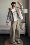 1506/M3671/P86大毛领连帽棉服男女冬季美式复古毛呢保暖外套2，男装棉衣，星座1506-1