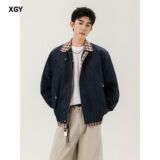 1506-1/J68151/P65韩版潮流男女拼接假两件翻领夹克，男装夹克，星座1506-1