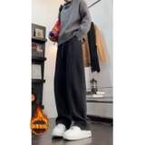 1506/KRK1061/P59黑灰色镰刀卫裤男款重磅宽松休闲阔腿弯刀裤1，男装休闲裤，星座1506-1