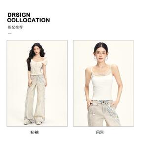 1506-1/KB3811/P60个性字母牛仔裤嘻哈ins潮高街潮流痞帅长裤图片