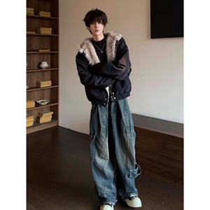 1506/M10811/P89男款冬装高级感痞帅棉服连帽美式复古保暖棉衣1图片