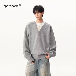 1596/MM53461P61美式复古休闲慵懒风V领针织衫男纯色外套潮1,男装针织衫/毛衣,星座1506-1