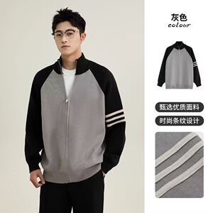 1506/MLD751/P54秋冬新款开衫毛衣美式复古休闲V领针织衫男1图片