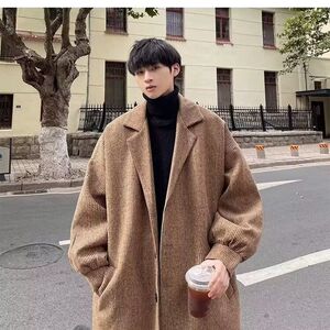 1506/N4211/P69男士秋冬季加厚夹克风衣韩版中长款呢子外套3图片