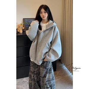 1506/WW0101/P57新款卫衣港风宽松简约连帽卫衣开衫男女同款2图片