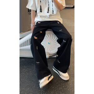 1506-1/KD7901/P46美式高街vibe裤子男加长高个子破洞牛仔裤图片