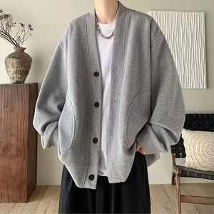 1506/MW0221/P38秋冬新款开衫毛衣美式复古休闲慵懒风V领针织衫2图片