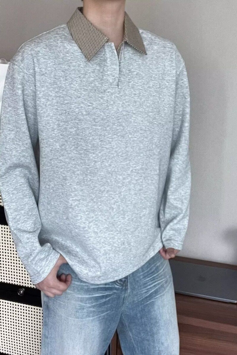 1506-1/WQ1081/P38翻领卫衣简约宽松休闲通勤百搭上衣,男装卫衣,星座1506-1