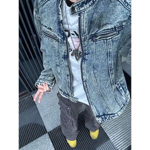1506-1/JJK021/P72美式复古垫肩短款牛仔外套男款图片