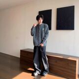 1506-1/MY671/P63卡通刺绣圆领长袖针织开衫毛衣外套，男装针织衫/毛衣，星座1506-1