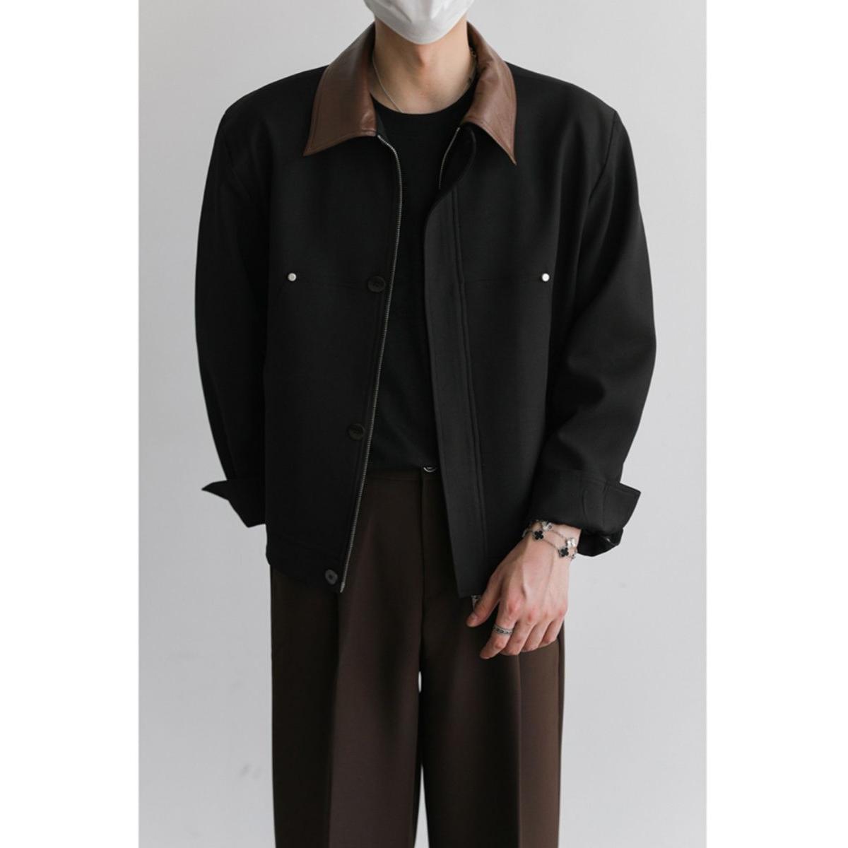 1506-1/J25971/P57外套男春秋款美式复古拼接工装夹克图片