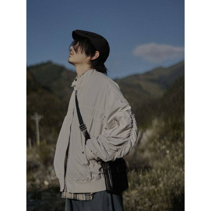 1506-1/J6911/P64秋季宽松休闲潮牌棒球服纯色工装外套图片
