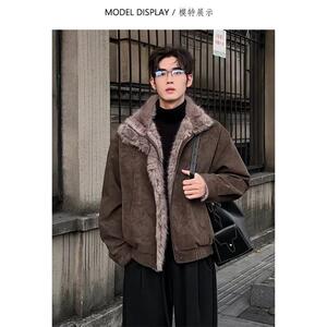 1506/M82371/P126加厚棉服男女宽松解构磨毛高级感毛领外套1图片