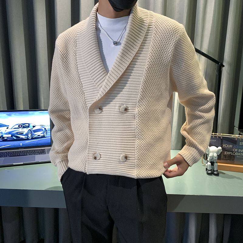 1506/M34751/P62男士青果领双排扣针织外套毛衣保暖秋冬季外穿1,男装针织衫/毛衣,星座1506-1