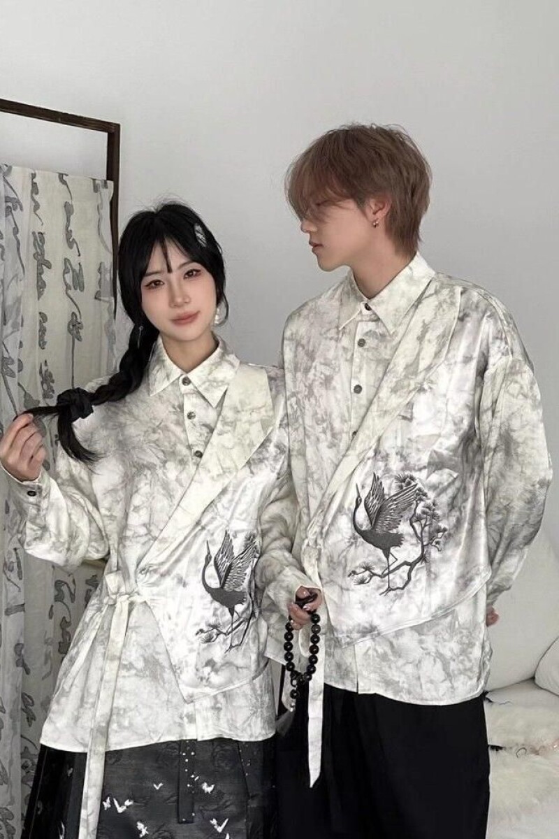 1506-1/C201941/P56春秋季男女宽松绑带风上衣,男装衬衫,星座1506-1