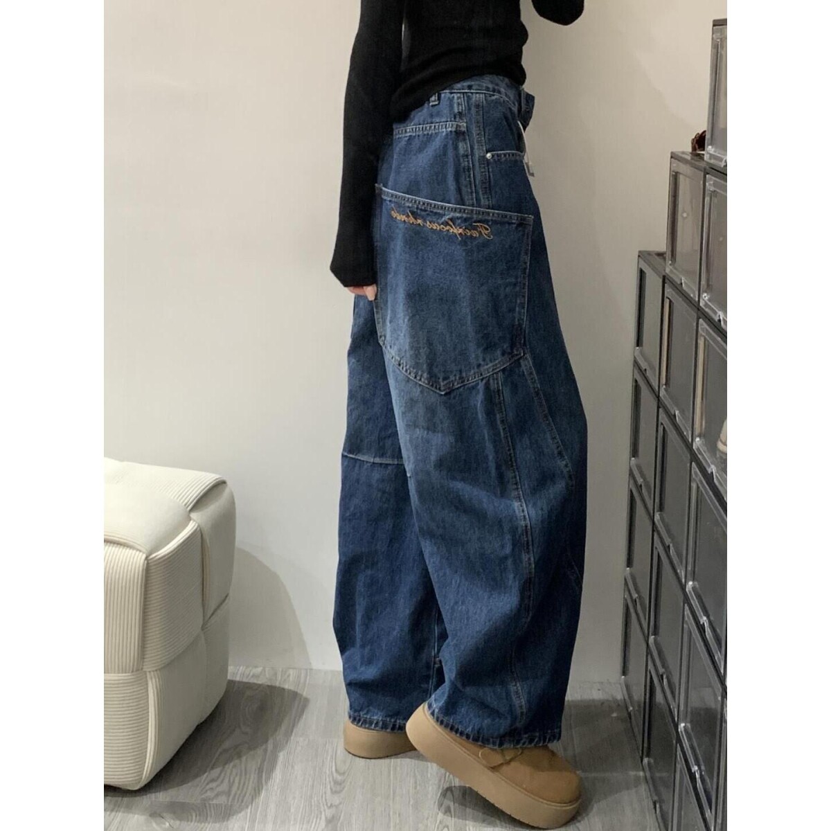 1506/K1191/P50弯刀牛仔裤新款宽松美式高街复古阔腿拖地裤子1,男装牛仔裤,星座1506-1