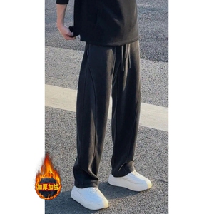 1506/KRK1061/P59黑灰色镰刀卫裤男款重磅宽松休闲阔腿弯刀裤1图片