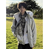 1506/M3671/P86连帽休闲毛呢拼接美式复古男女情侣装保暖外套2，男装棉衣，星座1506-1