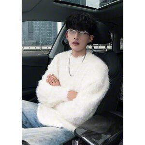1506/MH23071/P52高级感软糯毛衣男款冬季加厚马海毛针织衫2图片