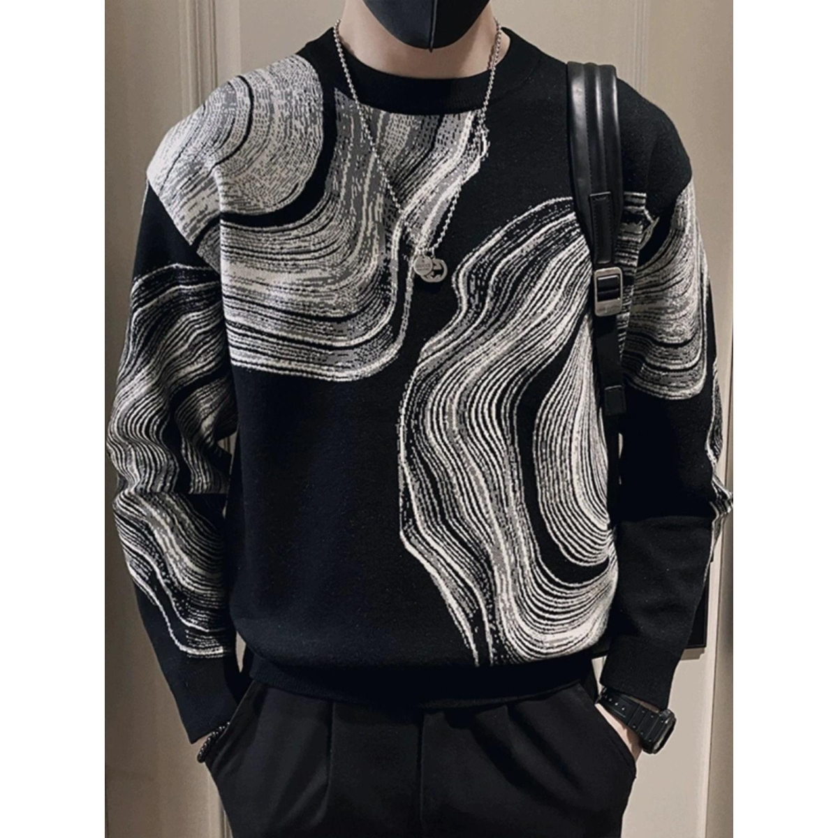 1506/MM8951/P56休闲麻天丝渐变夹花条纹针织开衫上衣1，男装卫衣，星座1506-1