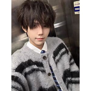 1506-1/MM371/P59美式复古软糯撞色针织衫外套男图片