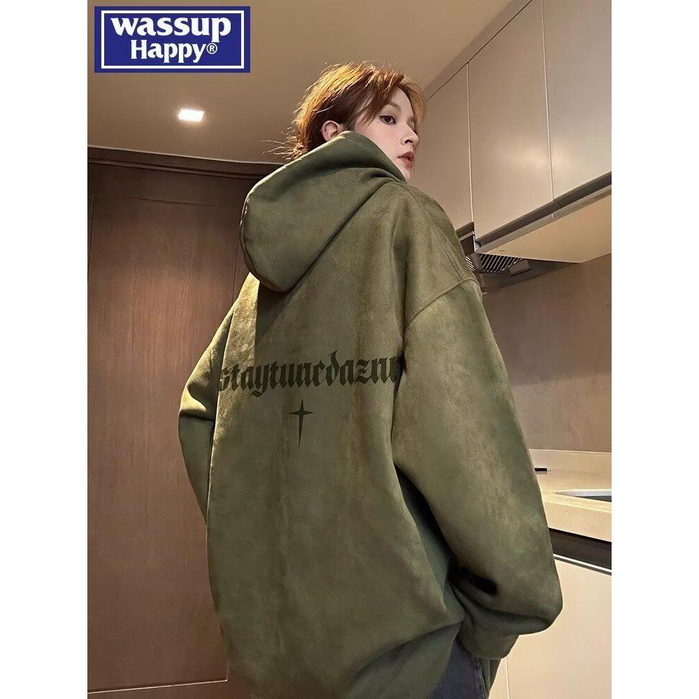 1506-1/WFL17151/P54麂皮绒连帽卫衣男款秋冬季潮牌宽松上衣，男装卫衣，星座1506-1
