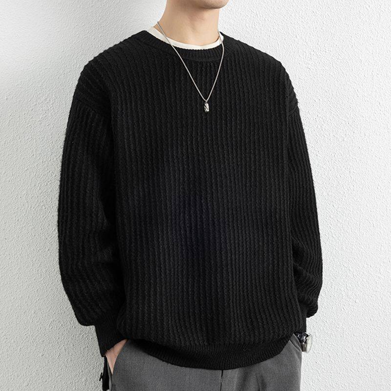 1506/MYM2371/P56羊毛混纺粗针重磅圆领套头毛衣百搭宽松慵懒3，男装针织衫/毛衣，星座1506-1